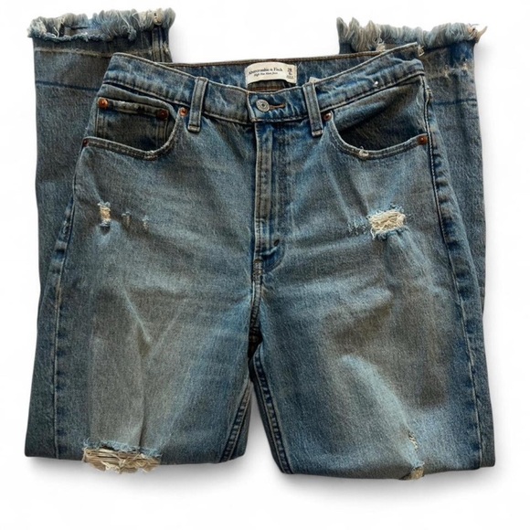 Abercrombie & Fitch Denim - Abercrombie High Rise Mom Jean Fringe Hem